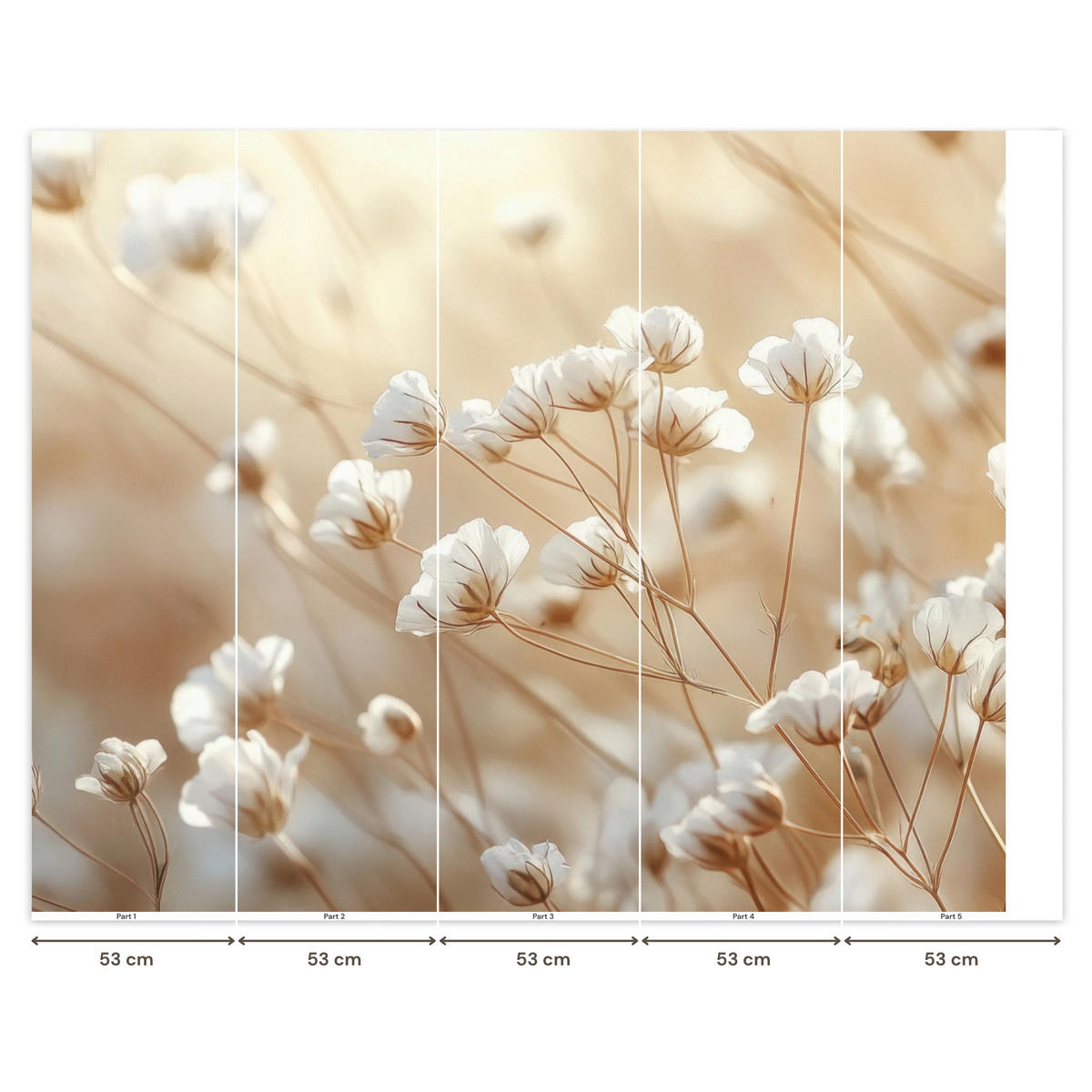 TAPETE - Wild - Blumen - Weiß - 240x200 cm - Creme, Papier (240/200cm) - OnlyWow