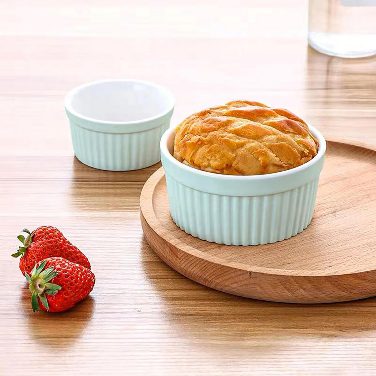 SOUFFLE AUFLAUFFORM Porzellan (6-tlg.) - Blau, Keramik (7.8/4.6/7.8cm) - Intirilife