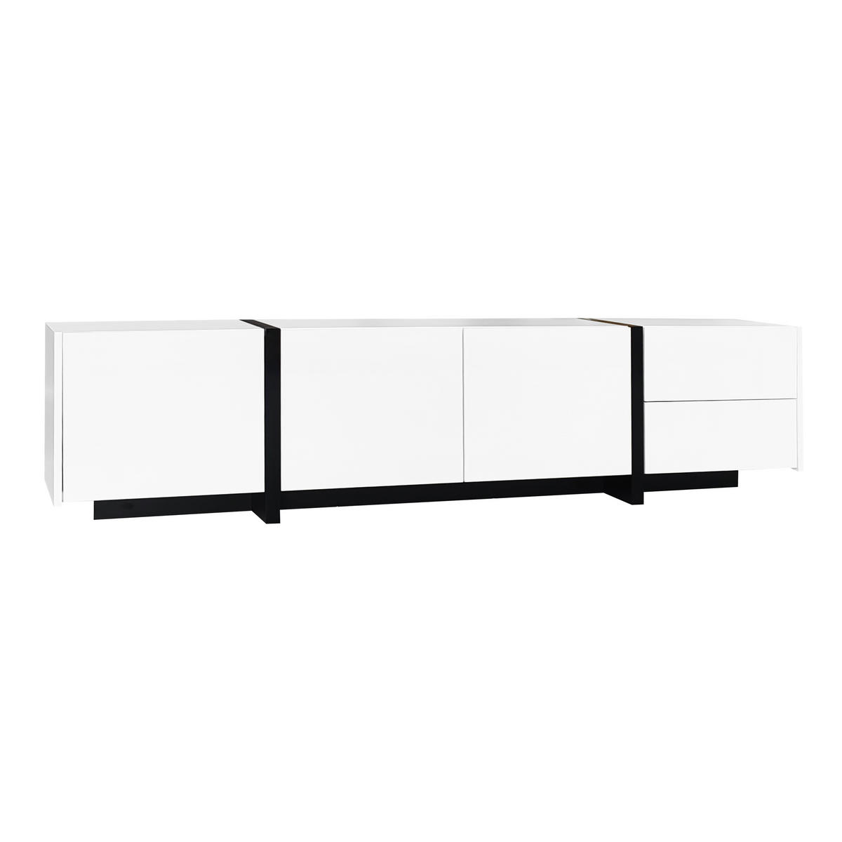 TV-LOWBOARD Weiß-Schwarz 170/30/39 cm - Weiß, Holzwerkstoff (170/39/30cm) - PANGIVO