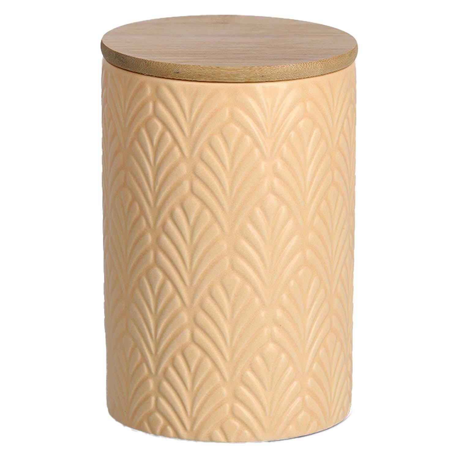 VORRATSDOSE 6 Stück Keramik mit Bambusdeckel, apricot - 720ml, Ø 10cm - Creme, Keramik (10/15/10cm) - Zeller Present