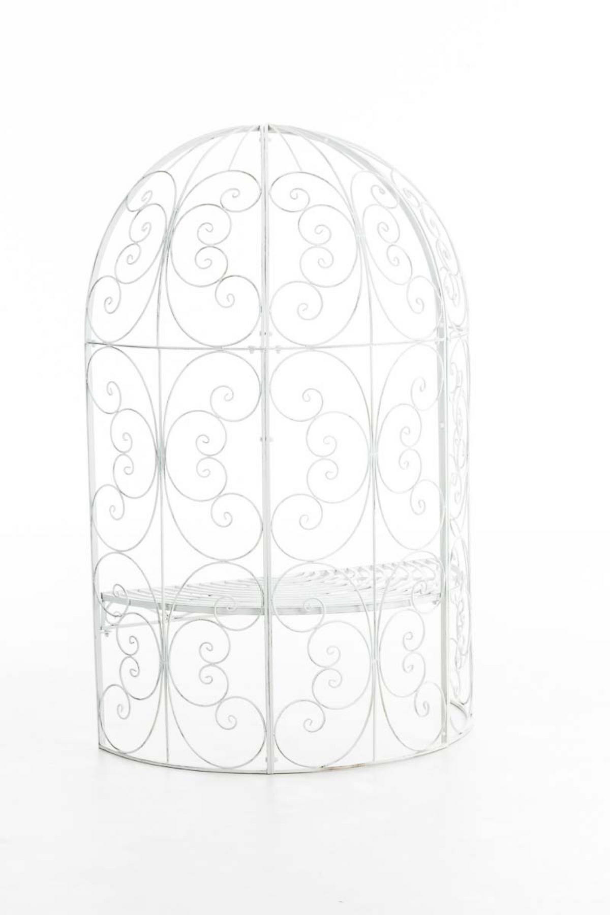 HALBPAVILLON Rosalia mit Sitzbank antik weiß - Schwarz, Metall (120/178/58cm) - TPFGarden