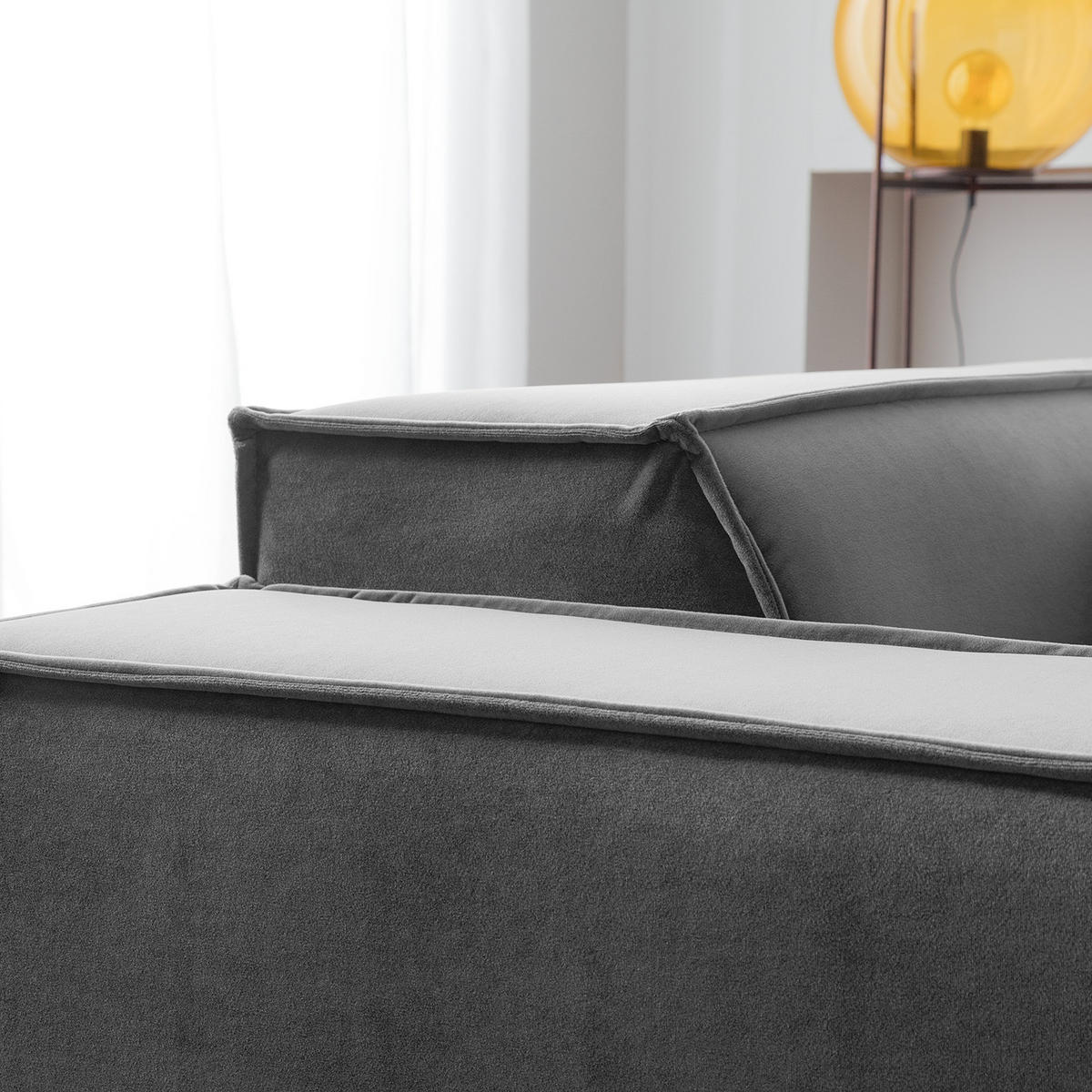 ECKSOFA mit Longchair - Schwarz/Grau, Kunststoff/Textil (294/177cm) - home24