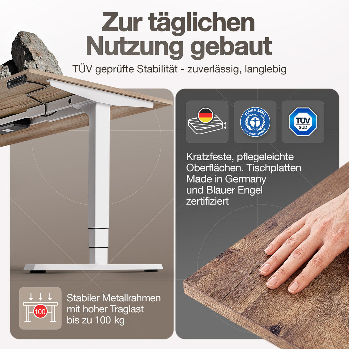 SCHREIBTISCH Elektrisch höhenverstellbarer Schreibtisch Y-Line Eiche Tabak Weißaluminium 140/70/62-127cm - Weiß Hochglanz/Silberfarben, Holzwerkstoff/Metall (70/140/127cm) - ASSMANN