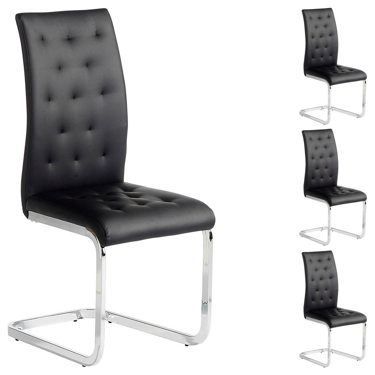 SCHWINGSTUHL CHLOE 4ER-SET - Schwarz, Textil/Metall (43/100/57cm) - IDIMEX