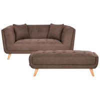 2-SITZER-SOFA Stoff Dunkelbraun mit Ottomane Habo - Hellbraun, Textil (176/78/72cm) - Beliani