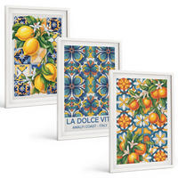 BILDER SET 3er Set - 40x60 cm Weißer Rahmen - Zitronen-Orangenblütenmuster - Weiß, Kunststoff (40/60cm) - TULUP