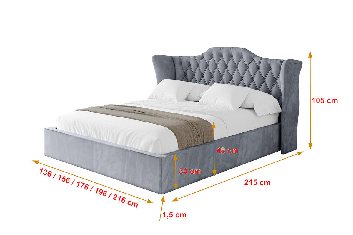 POLSTERBETT mit Bettkasten und Lattenrost, Bett mit Matratze H3/H4 - ZORAN 120x200 Grau - Grau, Holzwerkstoff/Textil (120/200cm) - ALTDECOR