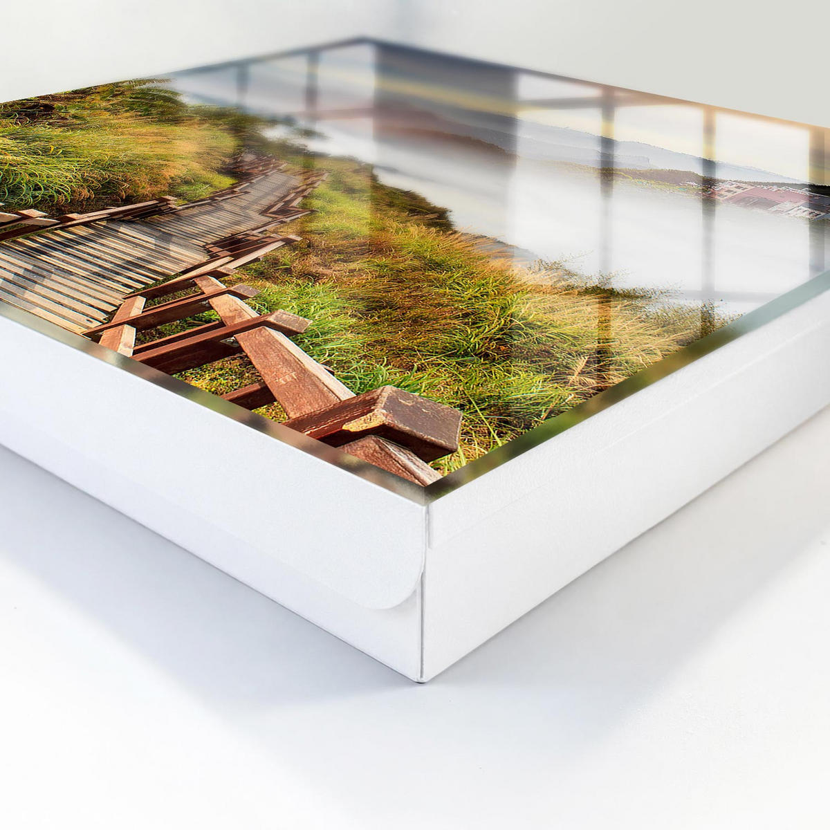 SCHLÜSSELBOX Weiß 30x30 cm – Türöffnung nach rechts - Bergzauber - Grün, Metall (30/30/5cm) - TULUP