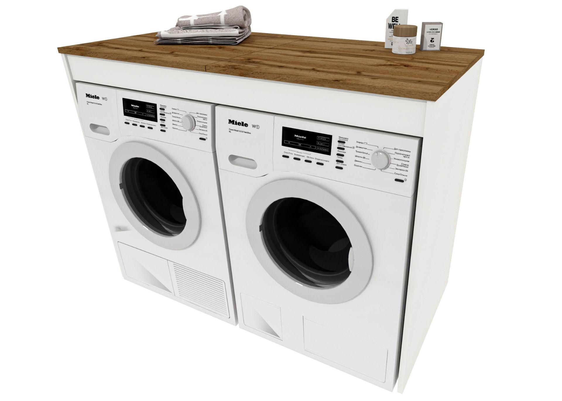 WASCHMASCHINENSCHRANK für Waschmaschine & Wäschetrockner 129/97/61 - Eiche Wotan, Holzwerkstoff (129/97/61cm) - RAUMHIRSCH FURNITURE