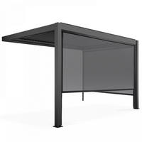 PERGOLA 3x4 m, mit 2 Markisen, Grau - Grau, Metall (281/257/403cm) - Oviala