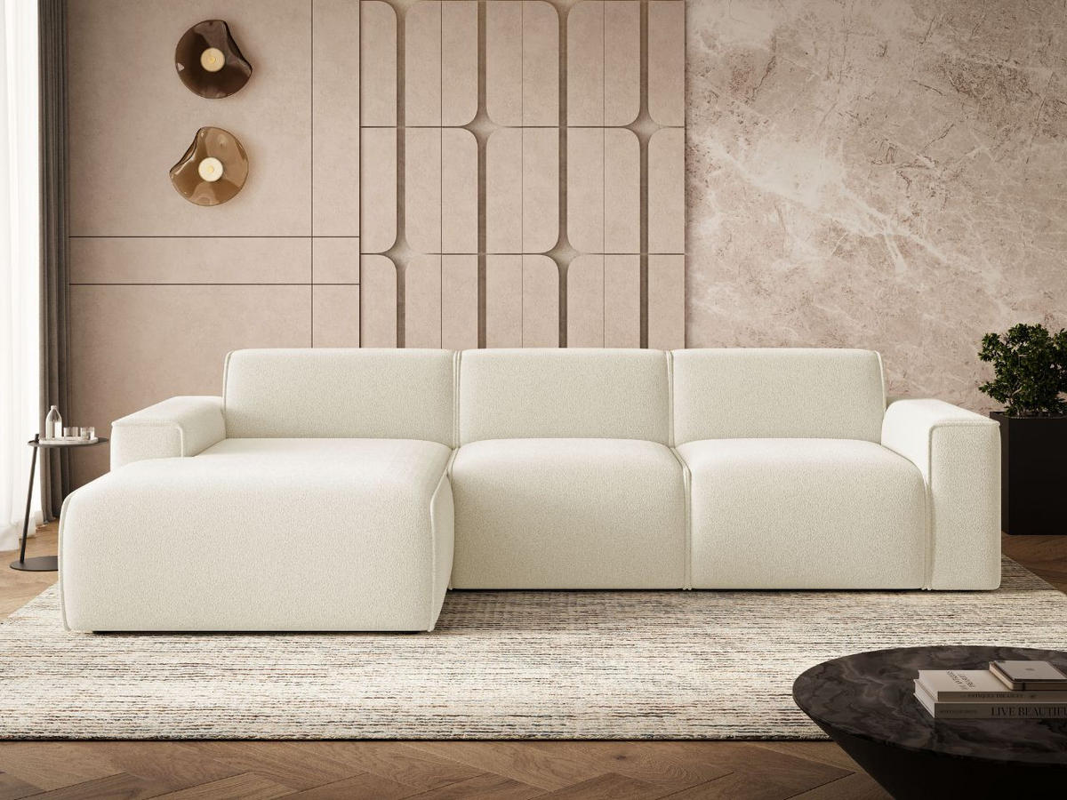 ECKSOFA Lavia Creme Links - Creme/Schwarz, Holz/Kunststoff (310/165cm) - Graingold