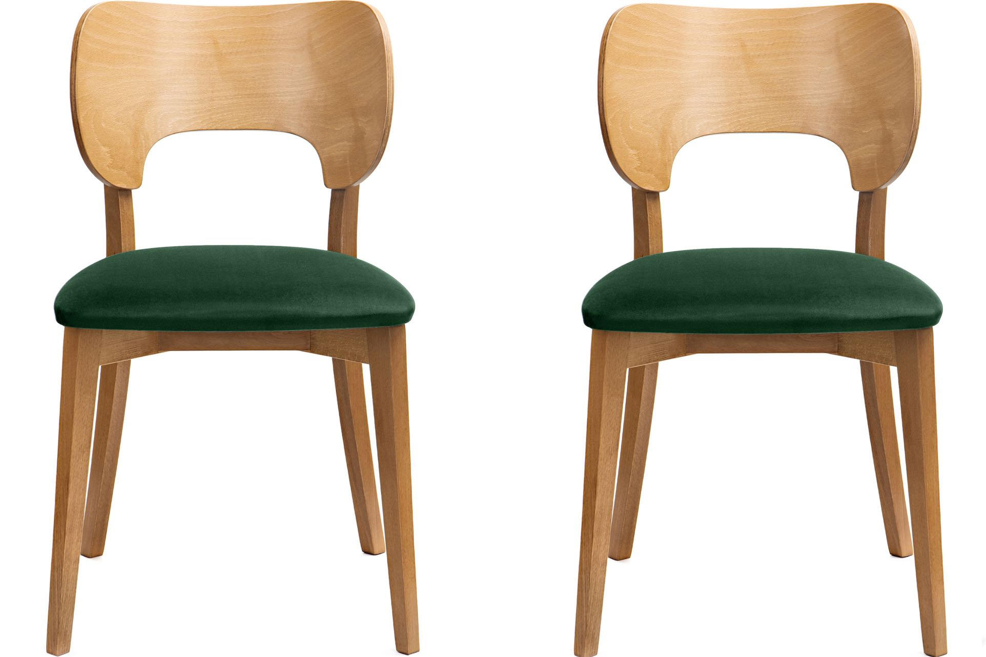 ESSZIMMERSTÜHLE LYCO (2er-Set), dunkelgrün / Eiche hell - Dunkelgrün/Eichefarben, Holz/Buchenholz (47/81/45cm) - KONSIMO®