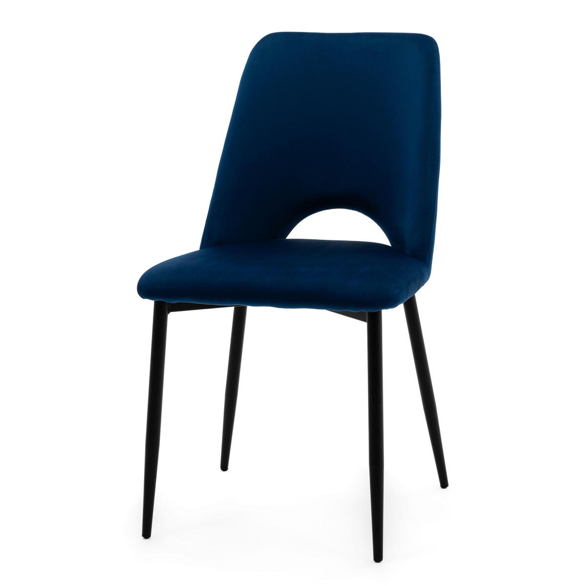 STUHL ORO gepolsterter mit Steppung - dunkelblau - Samt Velour - Blau/Schwarz, Textil/Metall (47/91/55cm) - NEW HOME