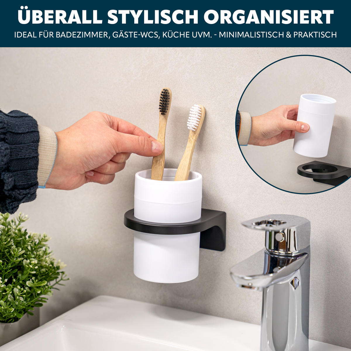 ZAHNPUTZBECHER SAVONA Softtouch, weiß, rund - Weiß, Kunststoff (8/11/9.5cm) - bremermann