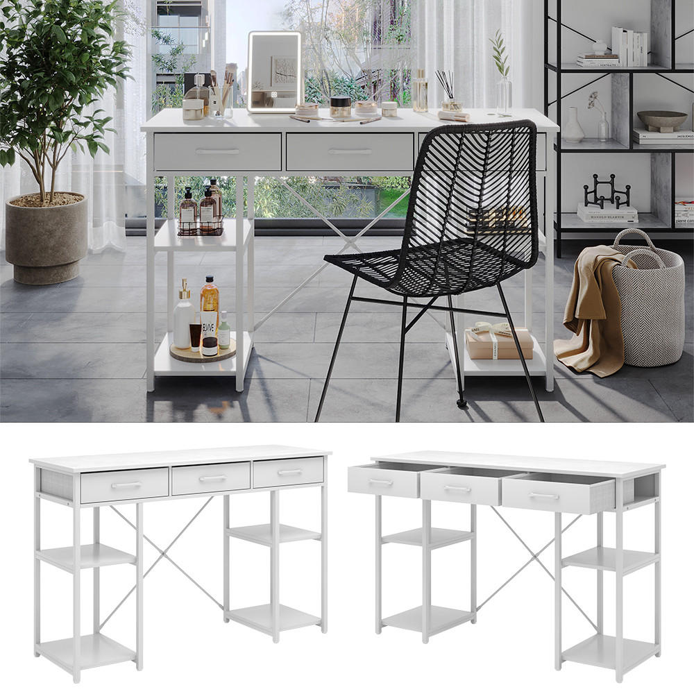 SCHMINKTISCH Chino Weiß 120 cm mit Schubladen - Weiß, Holzwerkstoff (40/120/78cm) - Vicco