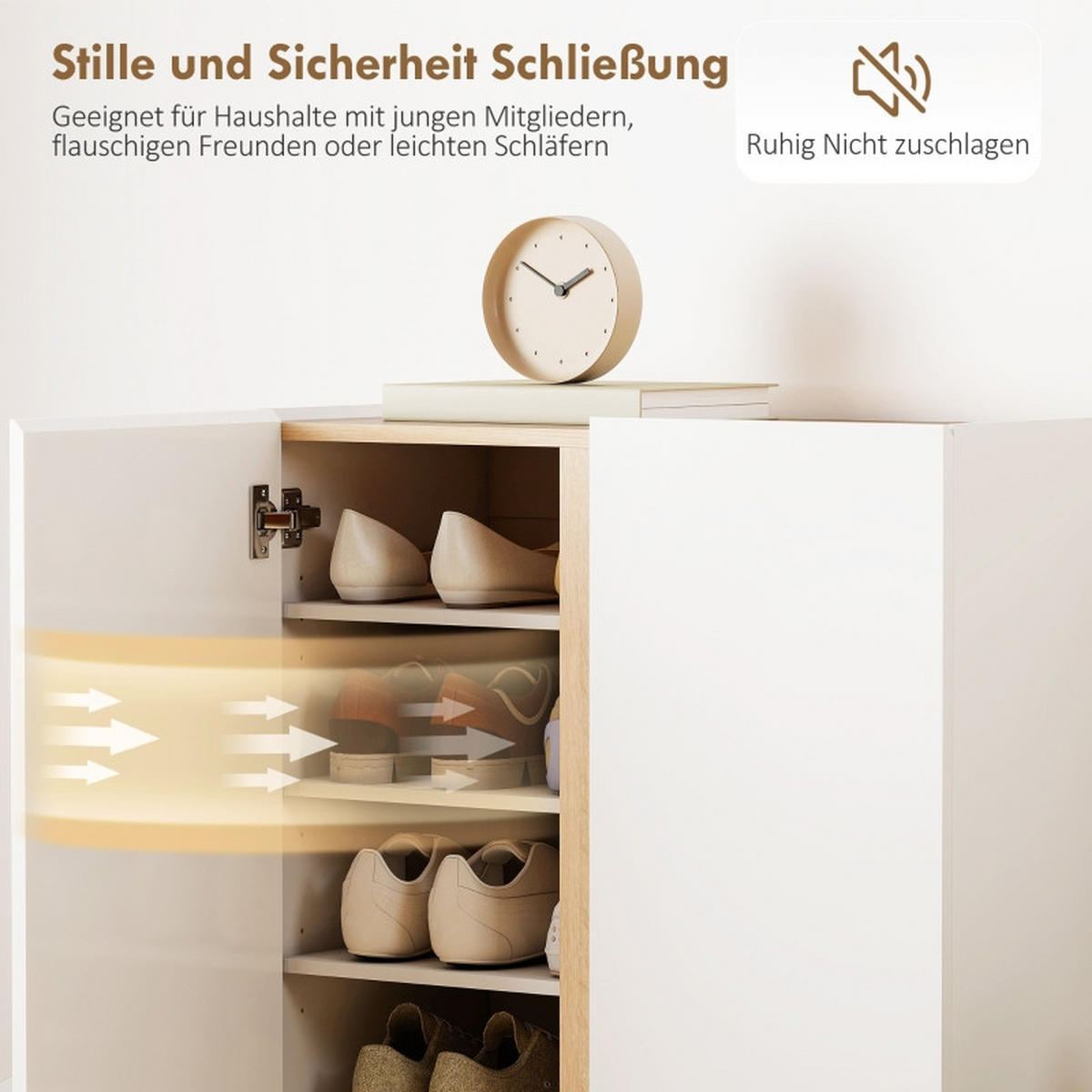 SCHUHSCHRANK 70/35/95 cm weiß aus Holz mit Soft-Close-Türen und verstellbaren Regalböden - Weiß, Holz (70/95/35cm) - OKWISH