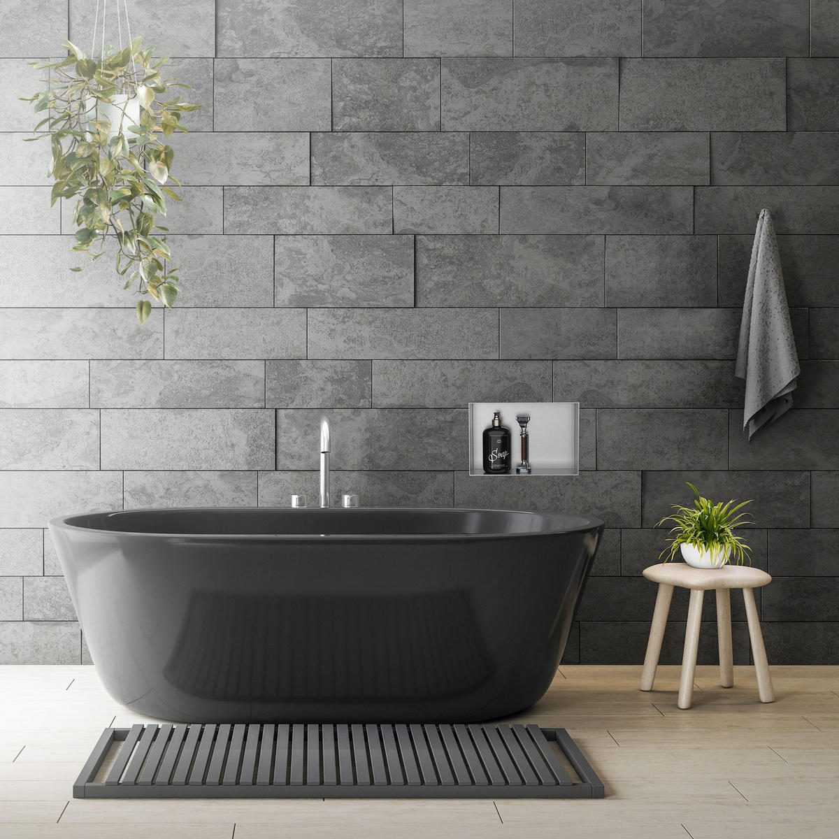 DUSCHNISCHE Silber 30/20 cm - Silberfarben, Metall (24/10/34cm) - LuxeBath