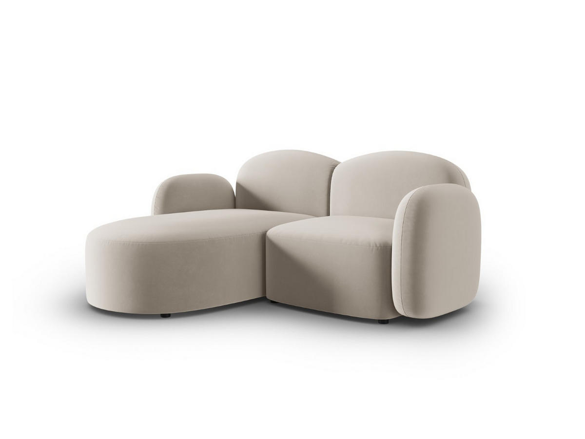 ECKSOFA links Blair aus Samt leichtes beige 3 Sitzplätze - Beige, Textil (155/194cm) - Micadoni
