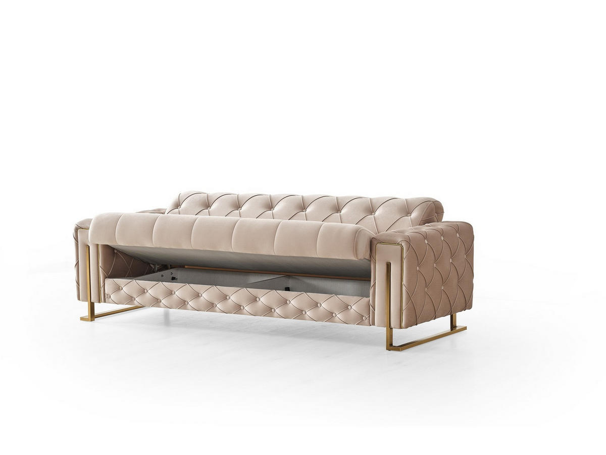 SITZGARNITUR Shimla, Beige Stellvariante 3+2+1 - Beige, Holzwerkstoff/Metall (220/80/100cm)