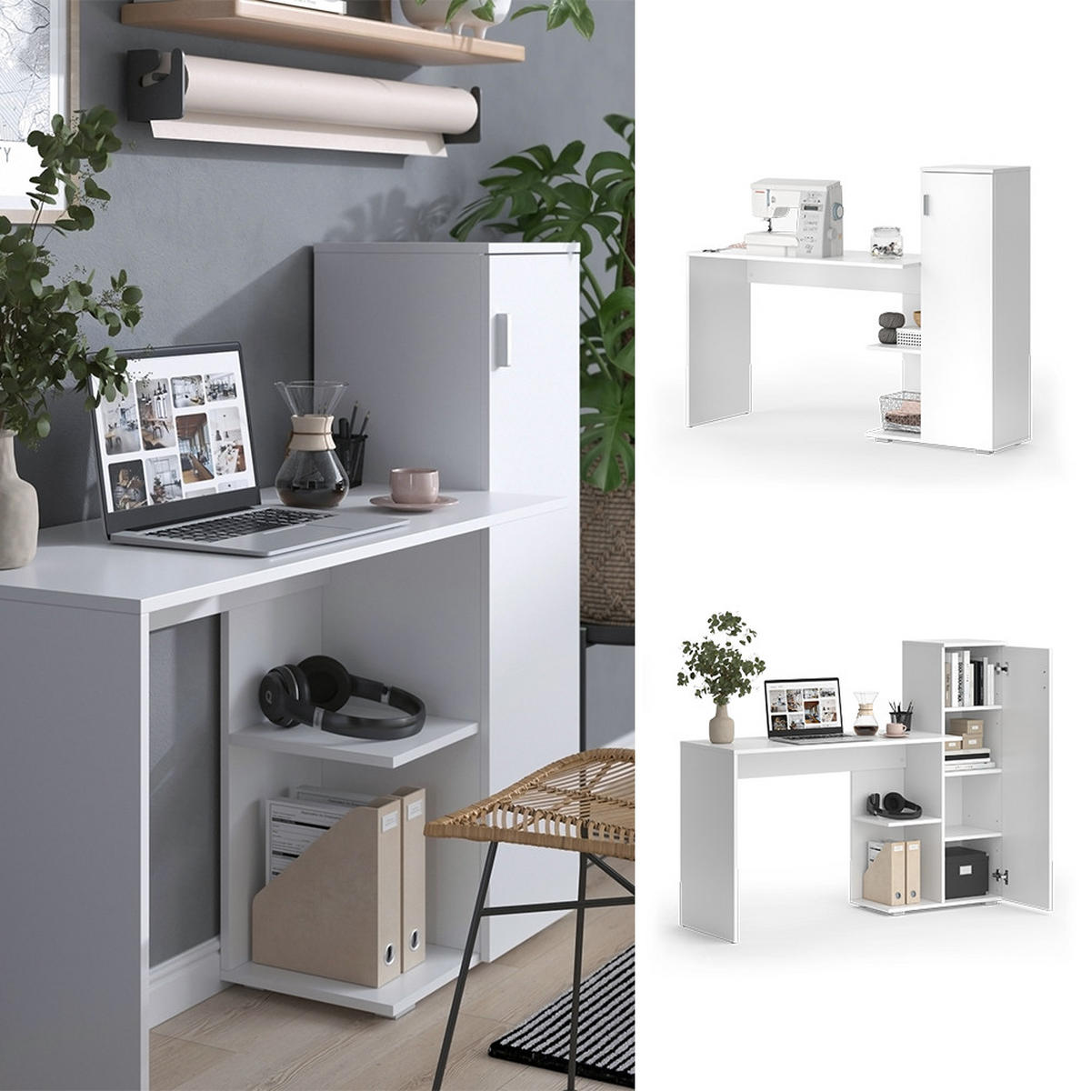 POČÍTAČOVÝ STŮL Ritz Bílá - bílá, kompozitní dřevo (45.2/141.2/113.2cm) - Vicco