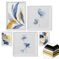 WANDBILDER 5er-Set - 50x50 cm & 20x30 cm & 40x60 cm Weißer Rahmen - Aquarell-Pflanzenmotive - Weiß, Kunststoff (40/60cm) - ArtPrintCave