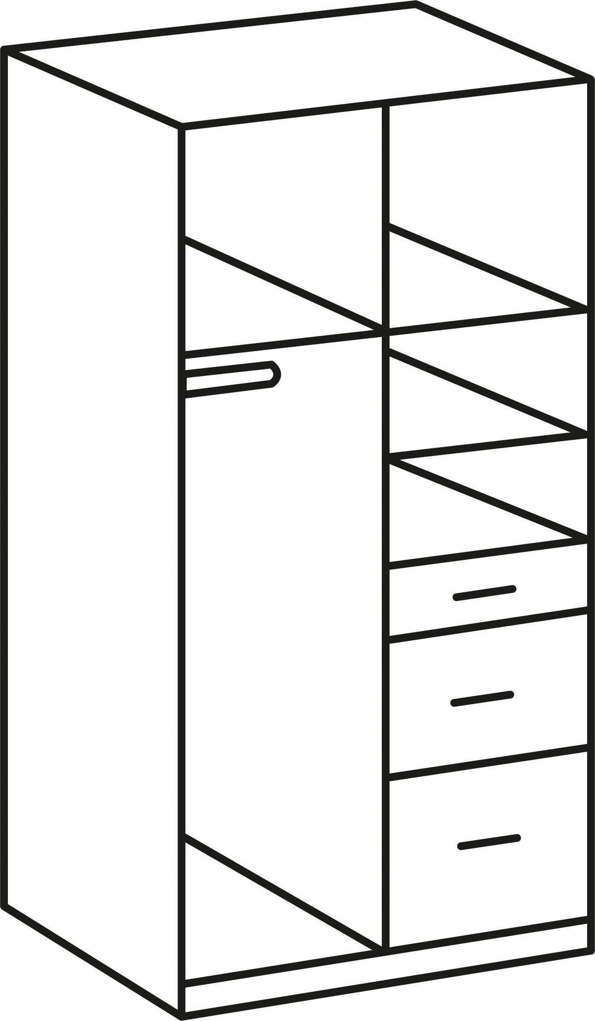KLEIDERSCHRANK Click Struktureiche hell / weiß 90 / 58 / 199cm - Hellbraun/Eichefarben, Holz/Holzwerkstoff (90/199/58cm) - Wimex