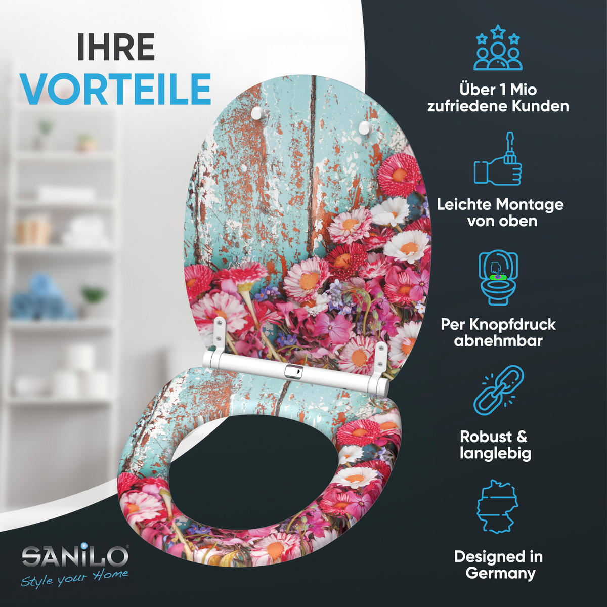 WC-SITZ mit Absenkautomatik & Top Fix Spring - Türkis, Holzwerkstoff (37.7/5.5/48cm) - Sanilo