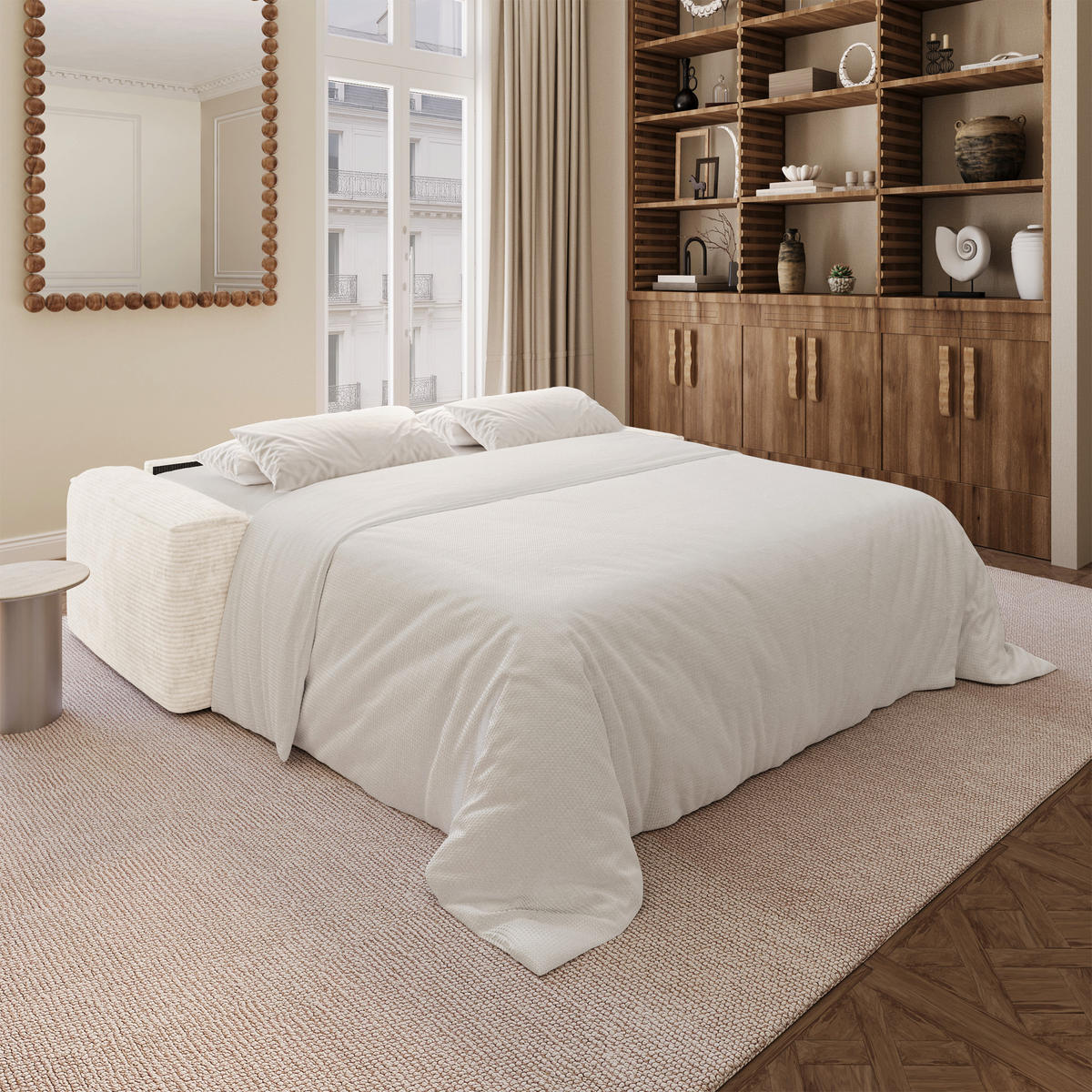 SCHLAFSOFA Express COMO Cord Creme 236cm - Creme, Textil (236/78/100cm) - Premium Interiors