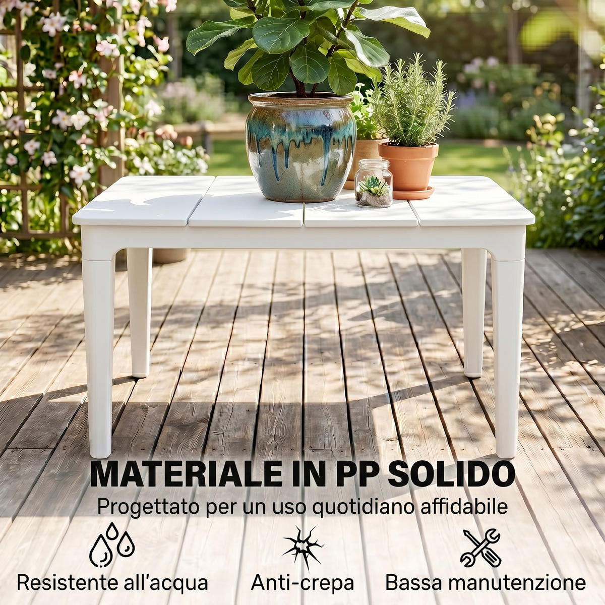 GARTENTISCH,CREMEFARBEN,1 Stück - Beige, Kunststoff (70/53/39cm) - GiPP
