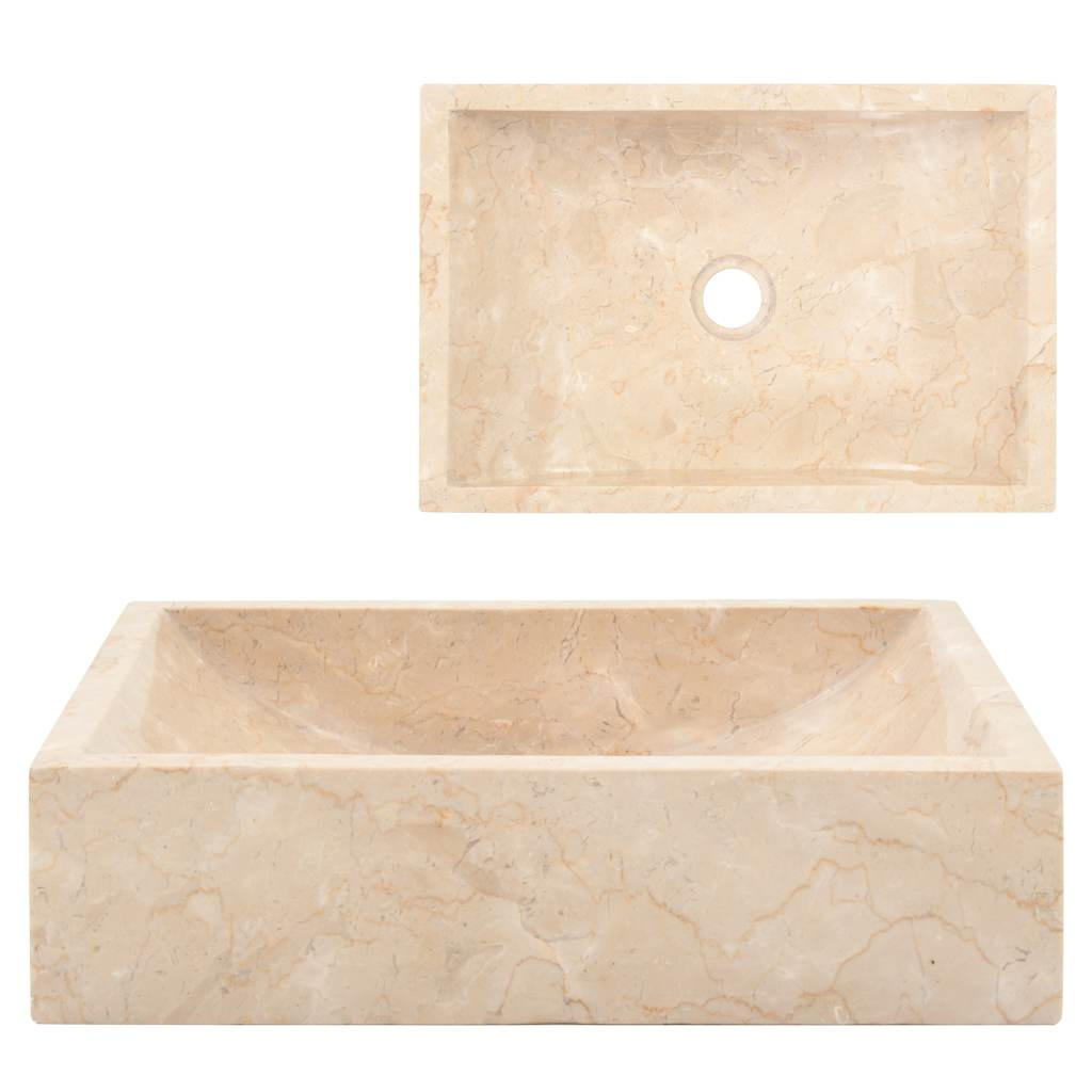 WASCHBECKEN 45/30/12 Cm Marmor Hochglanz-Creme - Creme, Stein (30/12/45cm) - vidaXL