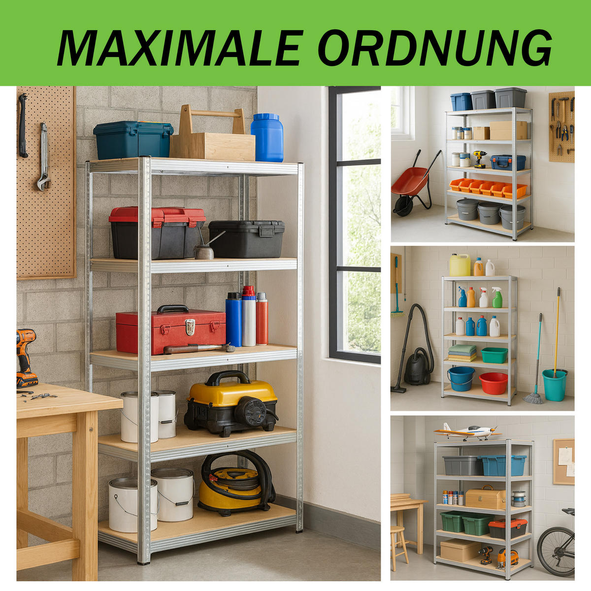 SCHWERLASTREGAL 180x40x90 cm - Silberfarben, Metall (90/180/40cm) - Bestlivings