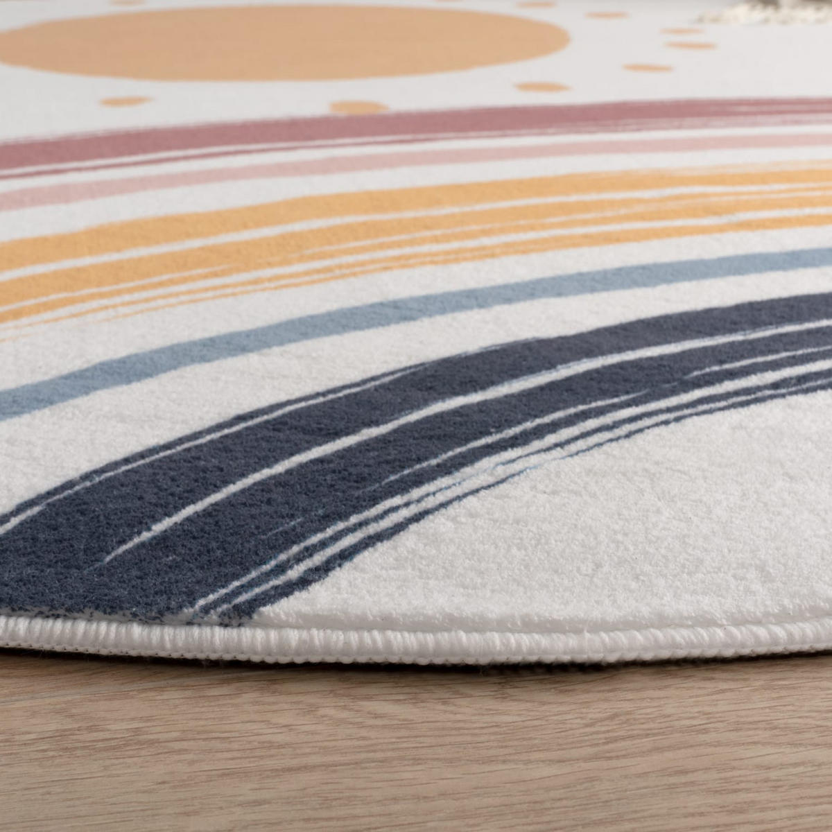 KINDERTEPPICH waschmaschinenwaschbar Sonne Regenbogen Kinderzimmer schmutzabweisend Weiß Rund 100D - Weiß, Textil (100/100cm) - KADIMA DESIGN