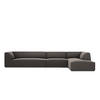 ECKSOFA rechts Ruby aus Samt dunkelgrau 5 Sitzplätze - Dunkelgrau, Textil (180/366cm) - Micadoni