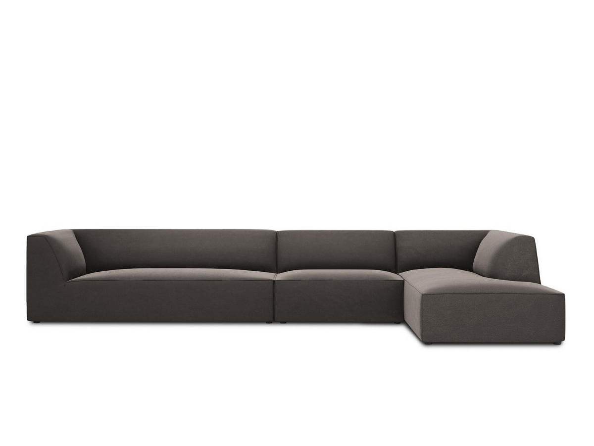 ECKSOFA rechts Ruby aus Samt dunkelgrau 5 Sitzplätze - Dunkelgrau, Textil (180/366cm) - Micadoni