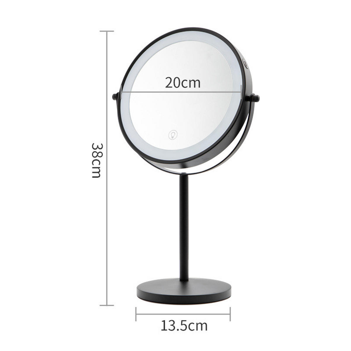 KOSMETIKSPIEGEL, 10-fache Vergrößerung,Schwarz, 38/20/13.5 cm - Schwarz, Metall (5/39.5/24.5cm)