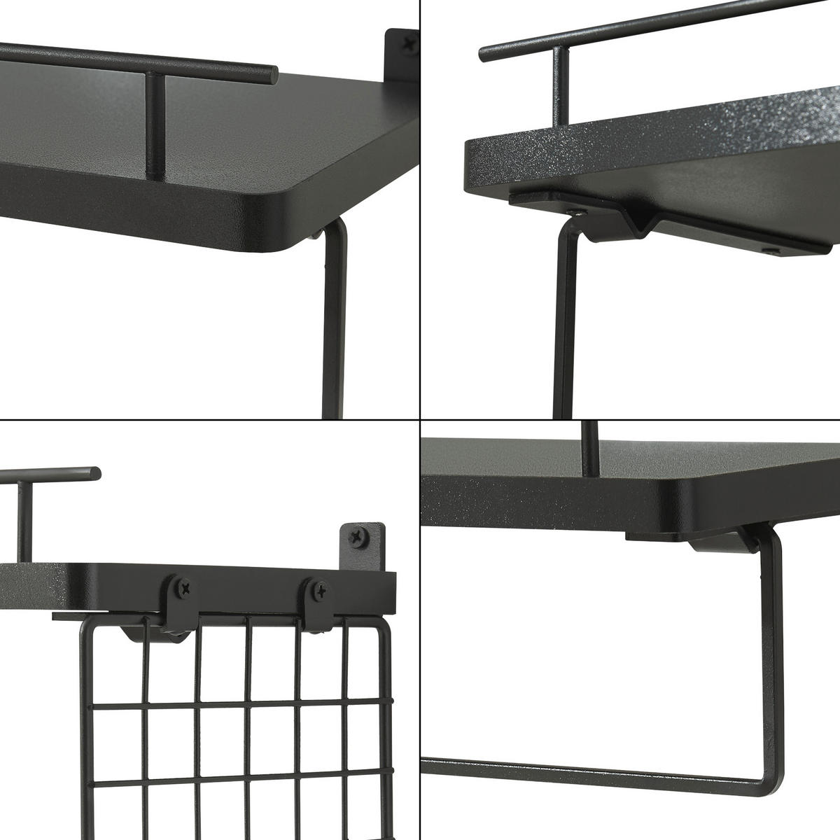 BADEZIMMERREGAL-SET 2 TLG. Vik - Schwarz, Holzwerkstoff/Metall (40/18/15cm) - [en.casa]