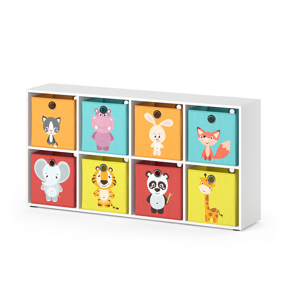 KINDERREGAL Scutum Weiß 143 x 72 cm mit 8 Faltboxen - Weiß, Holzwerkstoff (143/72/29cm) - Vicco