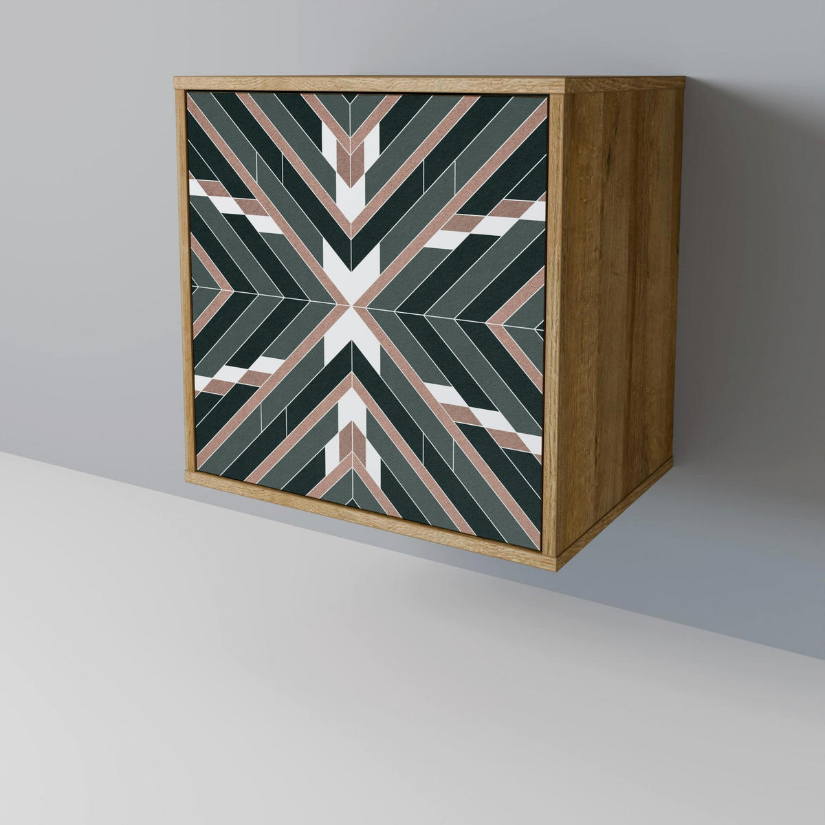 SIDEBOARD DIMENSION DELIGHTS, Eichefarben, 57,5x42x75,5 cm, Goldfarbene Metallfüße - Eichefarben/Goldfarben, Holzwerkstoff/Metall (57.5/75.5/42cm) - SpaceRebels