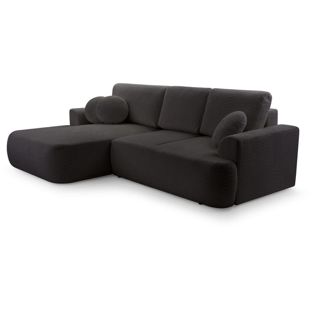 ECKSCHLAFSOFA Vento schwarz links - Schwarz, Textil (260/168cm) - Beautysofa