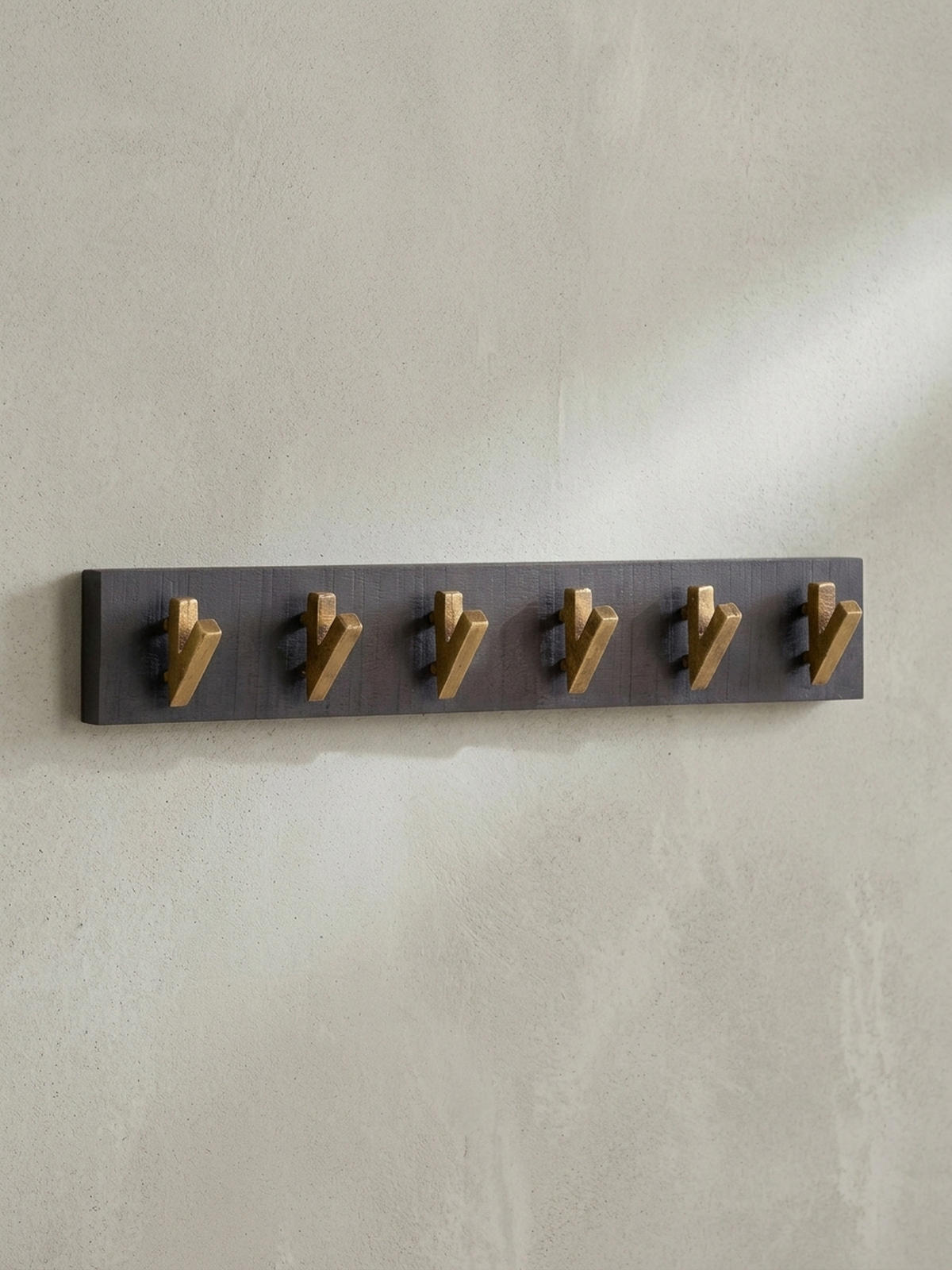 WANDGARDEROBE Mango Massivholz Metall Modern 60x10x8 cm Schwarz Gold - Schwarz, Holz (60/10/8cm) - KADIMA DESIGN