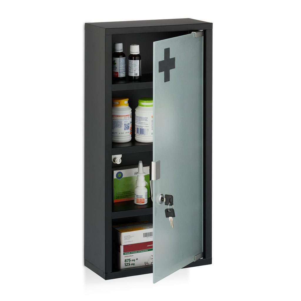 DULAP Negru pentru medicamente cu cheie 57x27x12 cm