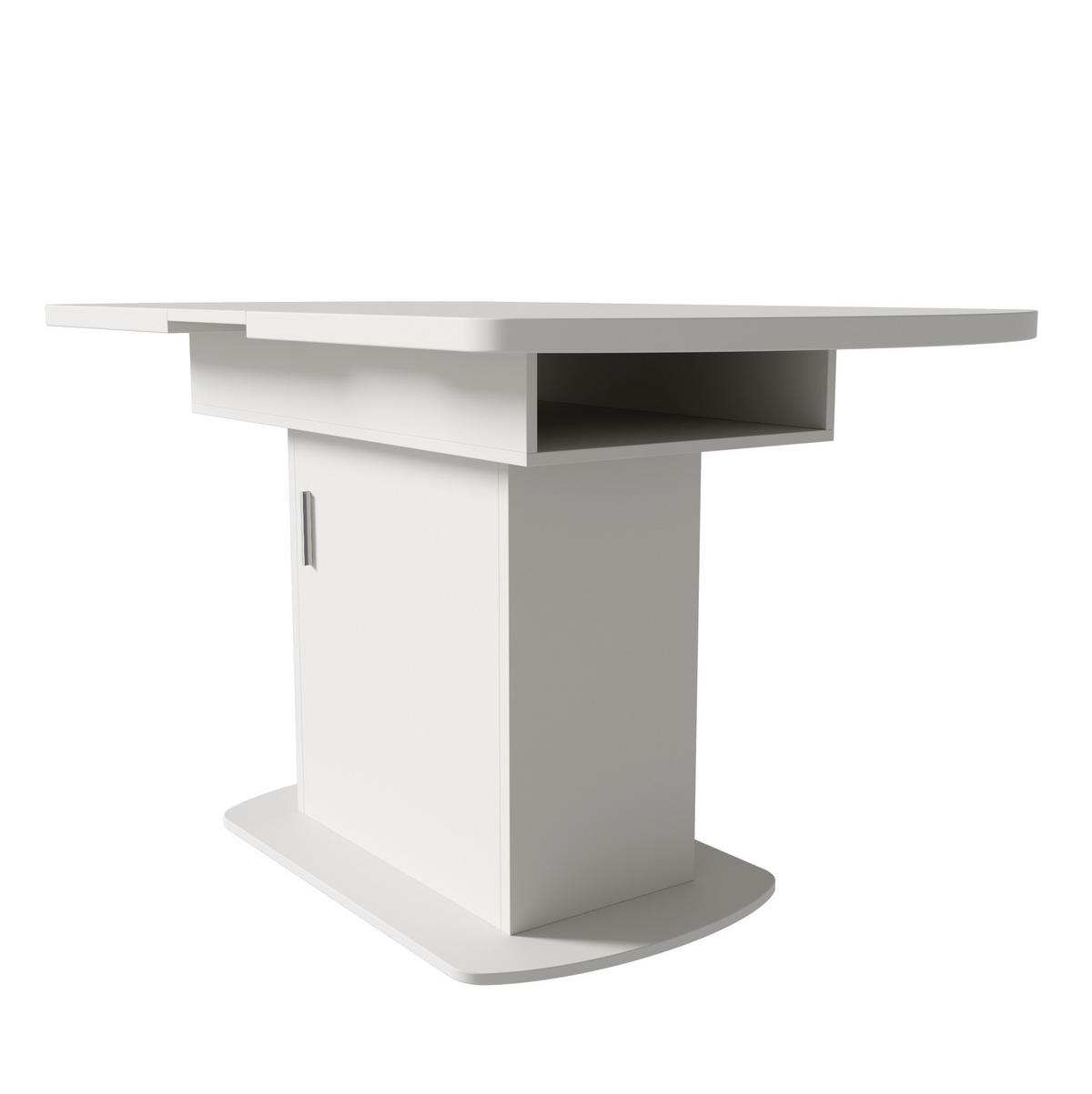 AUSZIEHTISCH oval 110/70/75 cm in Weiß mit Stauraum – ausziehbar auf 130 cm - Weiß, Holzwerkstoff (130/70/75cm) - BEAOK