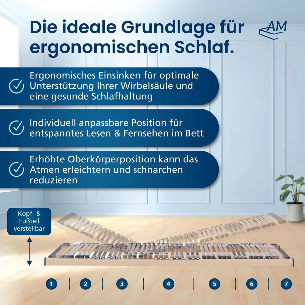 LATTENROST VERSTELLBAR 120/200 cm - Braun, Holz (120/200cm) - AM Qualitätsmatratzen