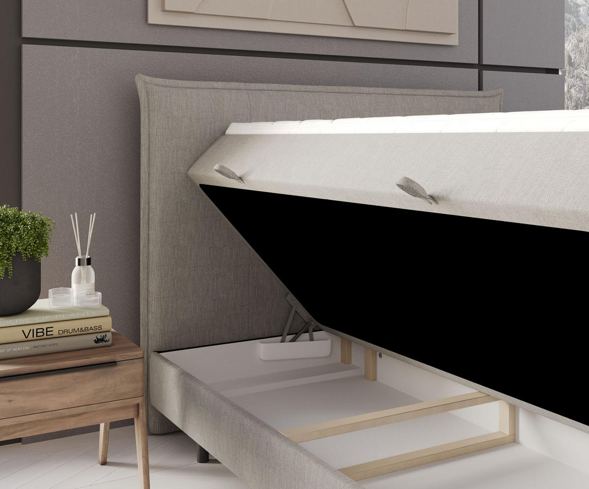 BOXBETT Menzzo Brown 200/200 cm mit Matratze und Topper - Schwarz/Braun, Holz/Holzwerkstoff (160/200cm) - Maison de Reve