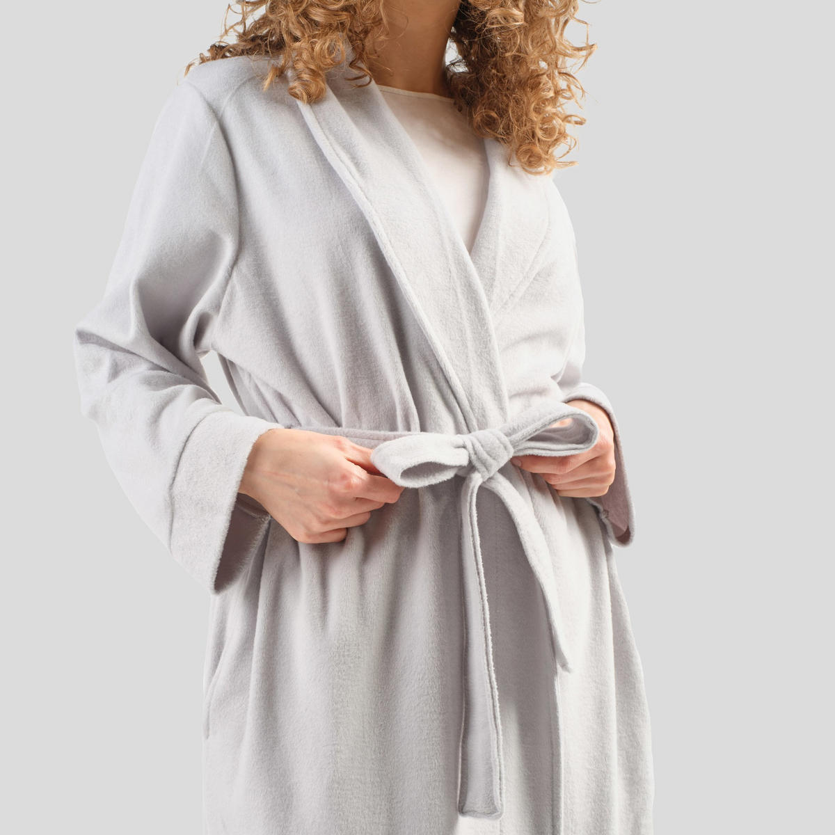 BADEMANTEL MIT BAUMWOLLE Polina - Hellgrau, Textil (Einheitsgrößenull) - home&you