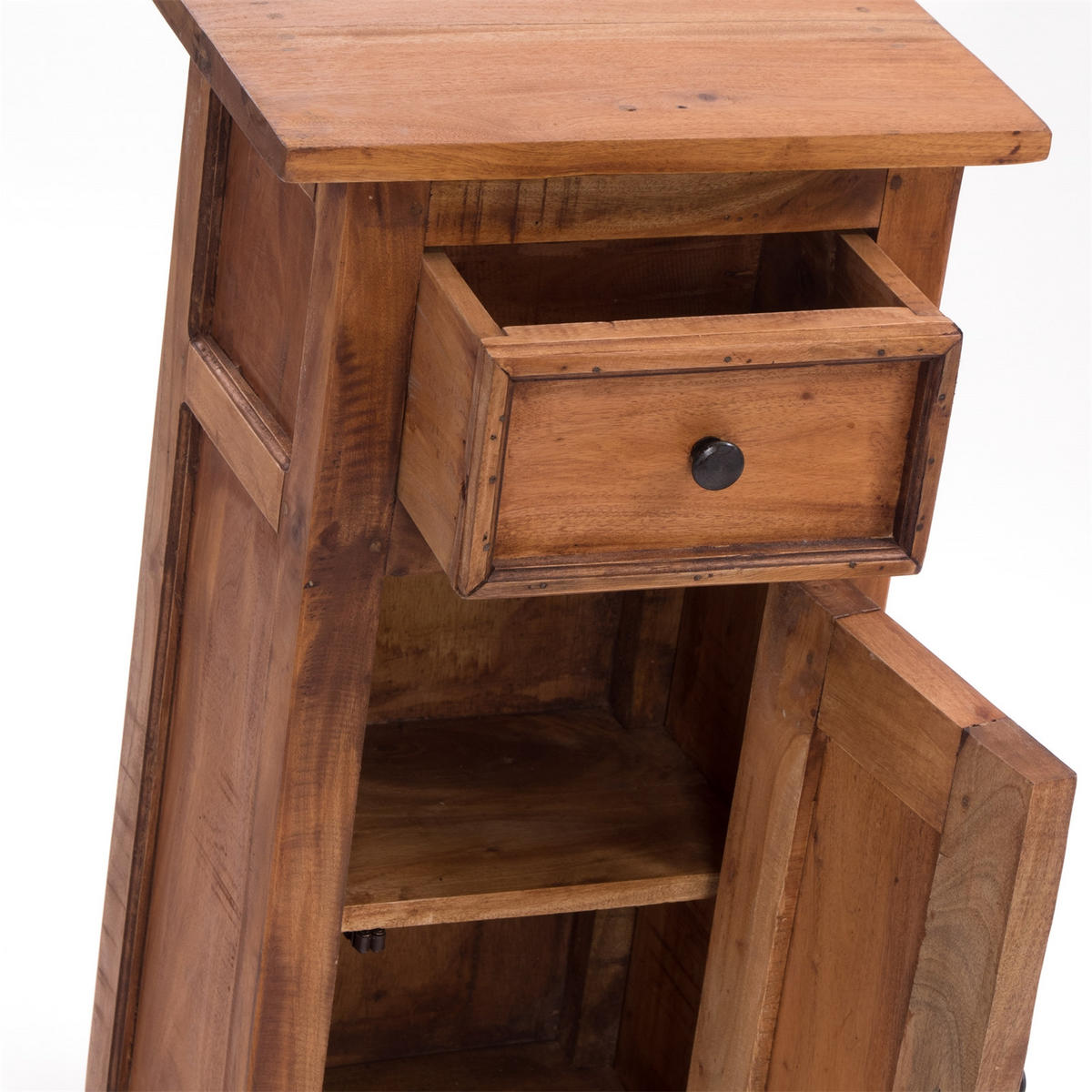 FLURSCHRANK PLANT 80 Mahagoni Recyclingholz, Used Look 08 honigfarben gewachst - Honig, Holz (35/80/25cm) - DESIGN DELIGHTS