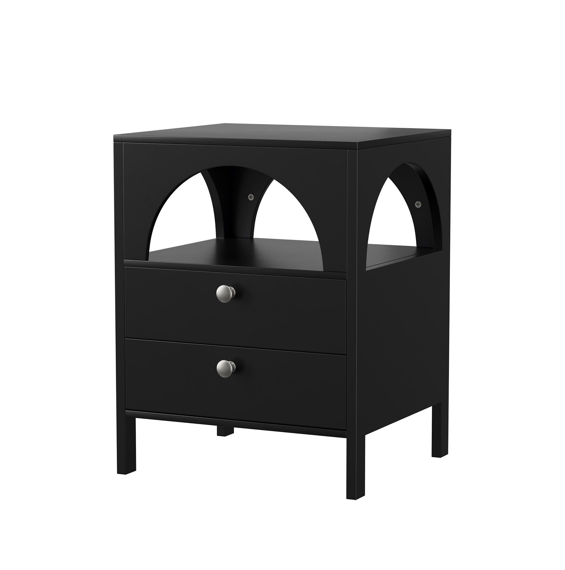 Okmyhome Nachttisch Schwarz 45x58x40 cm