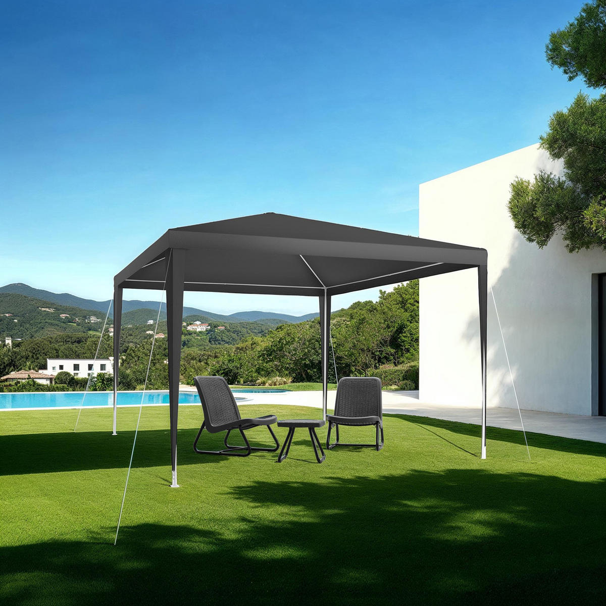 PAVILLON Farah,wasserdicht,grau - Grau, Kunststoff (300/250/300cm) - tectake