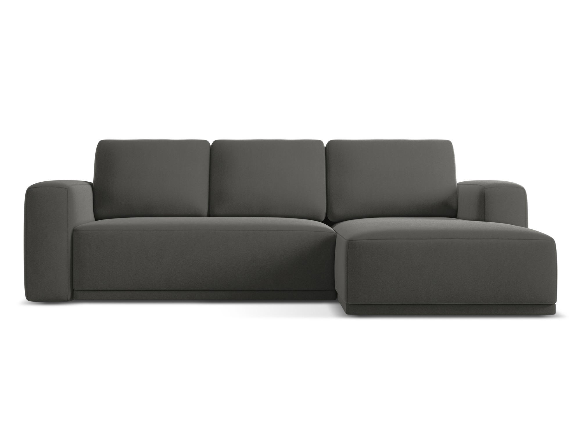 ECKSOFA mit Schlaffunktion Samt Stoff Grau - Dunkelgrau/Schwarz, Kunststoff/Textil (258/160cm) - Makamii
