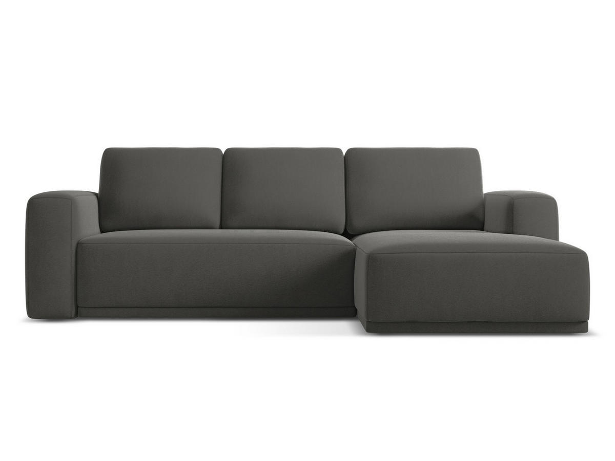 ECKSOFA mit Schlaffunktion Samt Stoff Grau - Dunkelgrau/Schwarz, Kunststoff/Textil (258/160cm) - Makamii